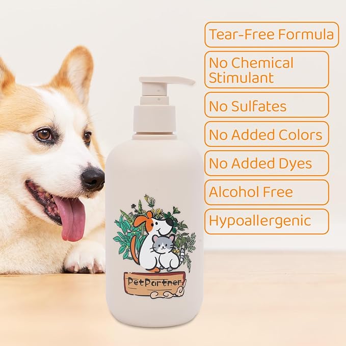 Cat and Dog Shampoo Conditioner, Hypoallergenic Medicated Puppy Shampoo，Veterinary Formula Dog Shampoo for Allergies and itching，Itchy Skin Relief for Smelly Dogs, Natural Sensitive Skin Care