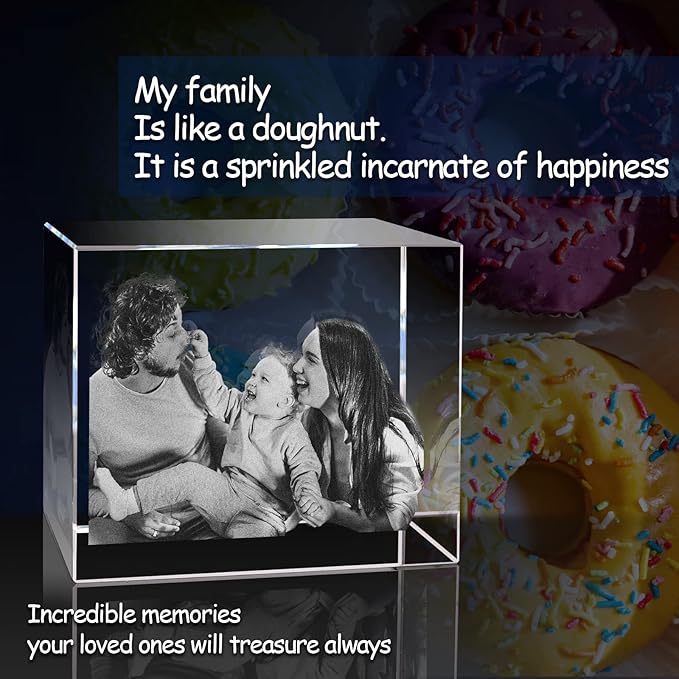 3D Crystal Photo, Personalized Gifts with Your Photo for Dad, Mom, Him, Her, Wife and Husband. Customized Picture Gift for Christmas, Birthday, Wedding, Anniversary, Memorial, Valentines Day