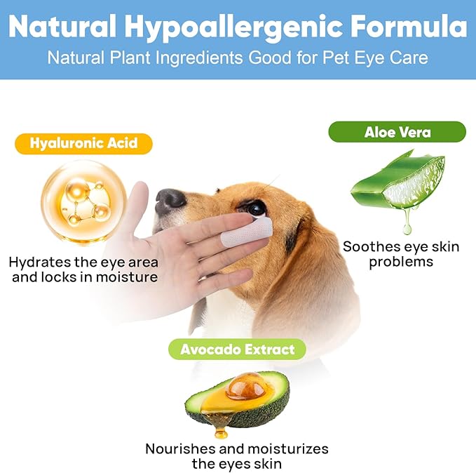 260Pcs Eyes Wipes for Dogs, Pet Tear Stain Remover Wipes, Pet Eye Wipes for Dogs & Cats, Hypoallergenic Soothing Cleansing Pet Wipes (130pcs x2)