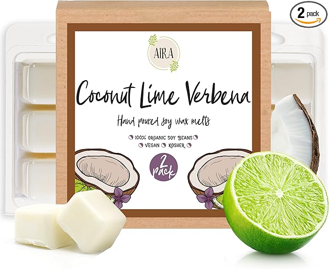 Aira Organic, Vegan, Kosher Soy Wax Melt - Coconut Lime Verbena - 2 Pack