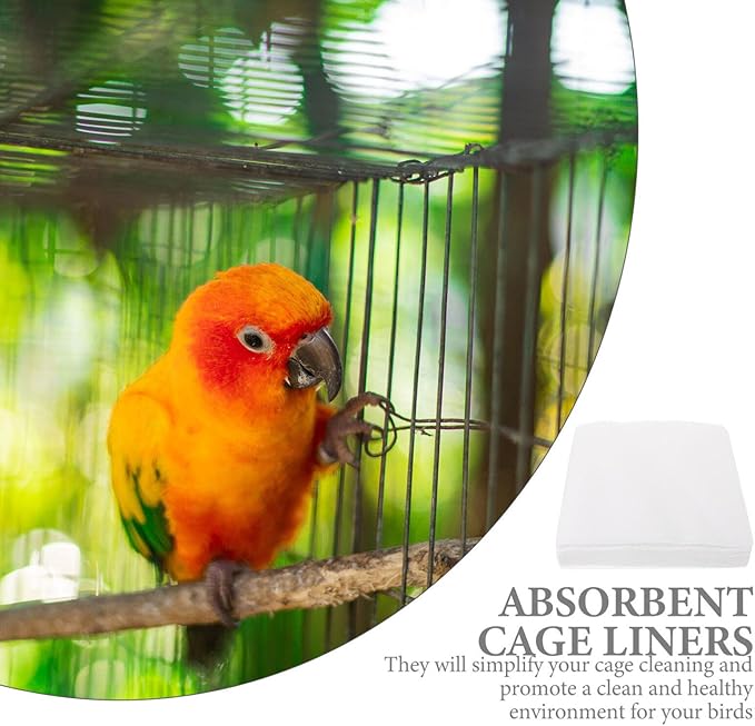 100Sheets Disposable Bird Cage Liner Papers Absorbent Cushion Liners for Bird Cages Precut and Easy to Use for Pet and Parrots