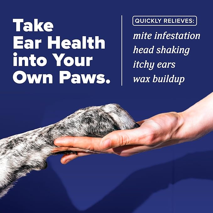 TropiClean HomeVet Dog Ear Cleaner, Ear Mite Treatment for Cats & Dogs, Ear Cleaning Solution Rinses on Contact, USA Made, 2 oz