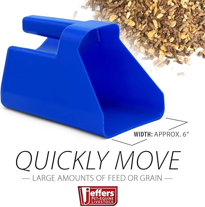 Jeffers Super Scoop 3 Quart – Lightweight and Heavy Duty Plastic Feed Scoop for Pet Food, Grain, Dog Food, Cat Litter, Flour, Rice, Chicken Feed, Garden Soil, Barn, Farm, and Outdoor Use - Royal Blue