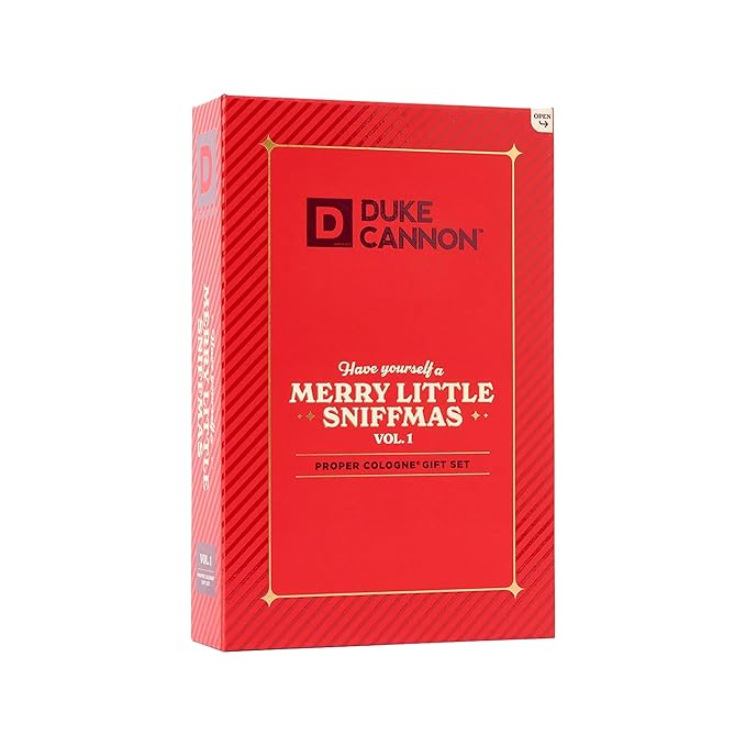 Duke Cannon Merry Little Sniffmas Giftset - travel-sized trio of Duke Cannon Proper Cologne® - Holiday Cologne Gift Set - eau de parfum - Sawtooth, Buck Moon, Midway