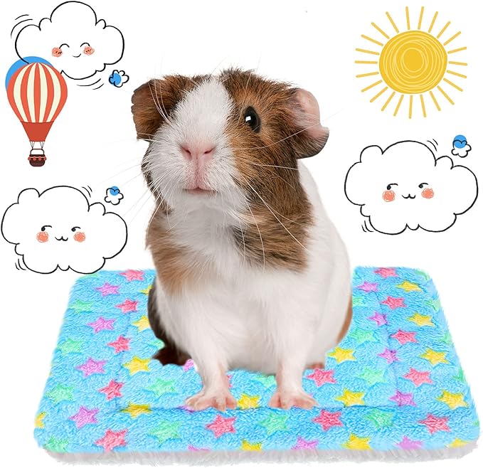 Jetec Plush 4 Piece Small Animal Bed Mats, 10 x 11 Inch, Rabbit, Hamster, Guinea Pig, Soft Plush Bedding