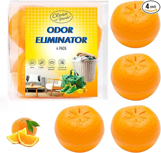 4 Pack Baking Soda Deodorizers, Shoe Deodorizer Balls, Air Freshener for Home, Odor Eliminator for Closets Bathroom Pets, Up to 80 Days