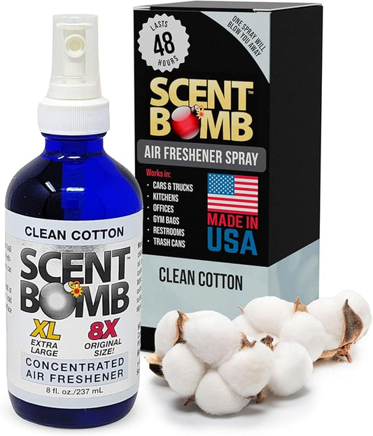 Scent Bomb Air Freshener Spray, Long-Lasting Odor Eliminator for Home & Car, Effective Deodorizer for Kitchen, Bathroom, Fresh Room Spray & Smell Neutralizer, Clean Cotton Scent