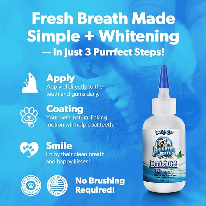 Pet Kiss Brighter Bite Dental Gel for Pets, 4-Ounce