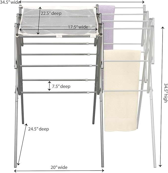 Household Essentials 5175 Collapsible Expandable Metal Clothes Drying Rack, Antique Bronze, STORAGE