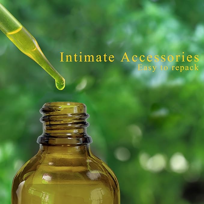 Amber Spray Bottles about 4oz Empty Small Glass Spray Bottle Fine Mist Spray Refillable Containers, Set of 16, Included 24 nozzles, 2 Funnels, 2 Droppers, 24 Labels