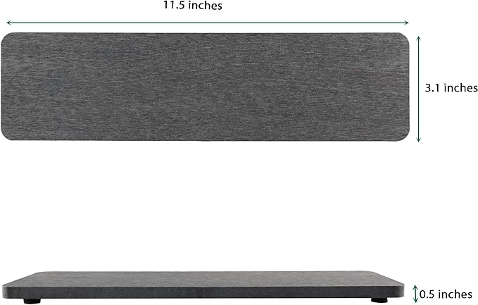 2 Pcs Water Absorbing Stone Trays, Kitchen/Bathroom Sink Soap Dish, Diatomite Tray Used for Hand Soap & Cosmetic Bottles in The Modern Home, 3.15" W x 11.8" L, Dark Gray