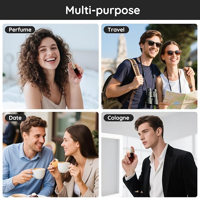 Segbeauty 0.34oz Empty Travel Perfume Atomizer Refillable, 5 Pack Mini Glass Perfume Spray Bottles, 10ml Portable Travel Cologne Spray Bottles, Small Cologne Atomizers with Clear Transfer Tool Set