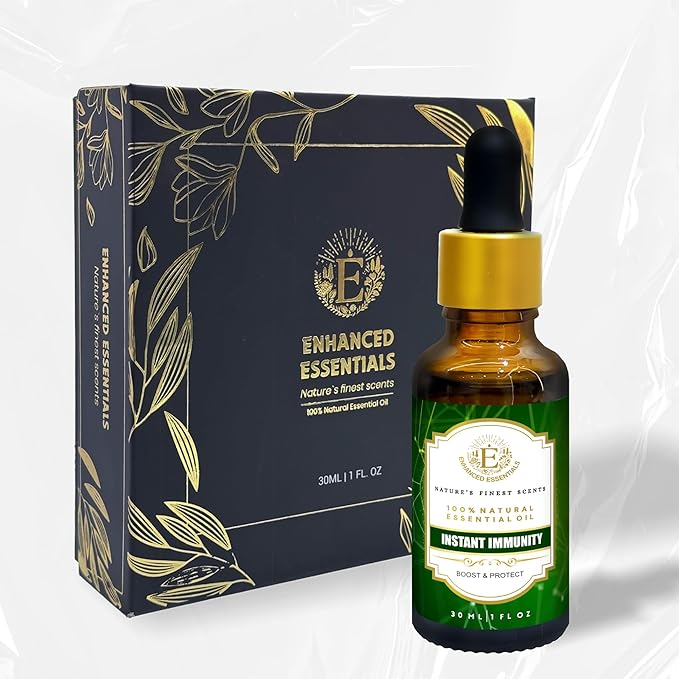 Essential Oil Blend for Immune Boost & Natural Protection by Enhanced Essentials|Pure,Slow-Distilled Lemon,Tea Tree,Peppermint,Rosemary Oils for Diffuser,Steam Inhalation,Massage|1 fl oz (30 ml)