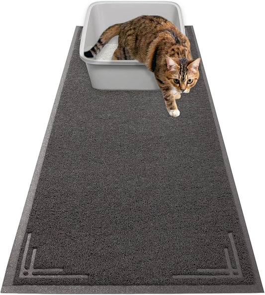 Long Litter Mat Runner 2'x6' - Trap Dirt, Mud and Cat Litter - Premium Waterproof PVC Mesh, Non Slip Rubber Runner for Pets, Entry, Mudroom, Garage, Laundry, RV, Camper - Litter Mat XL (Grey Modern)