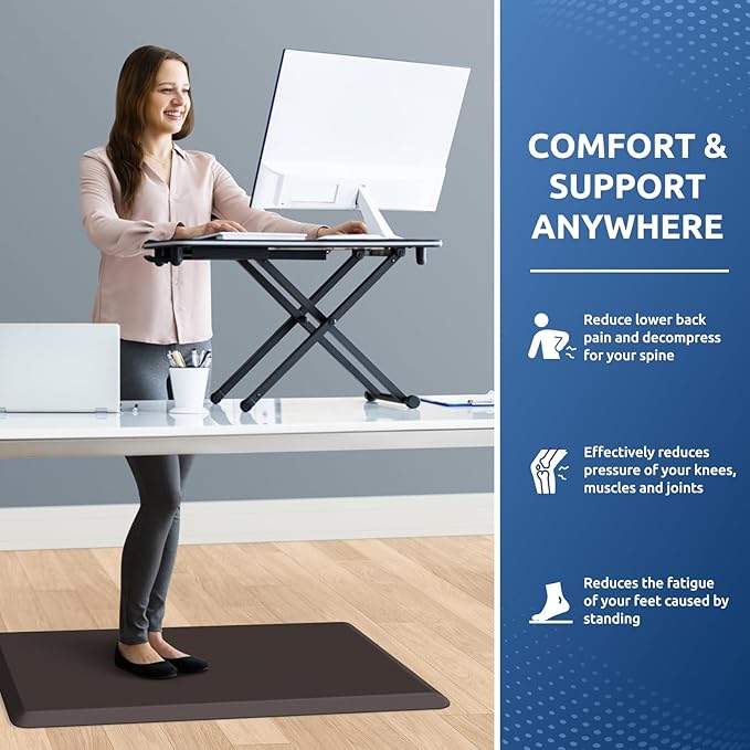 KitchenClouds Kitchen Mat Cushioned Anti Fatigue Rug 20"x39" Waterproof, Non Slip, Standing and Comfort Desk/Floor Mats for House Sink Office (Chocolate)