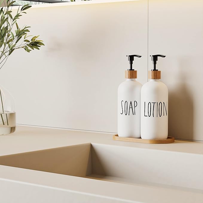 Soap Dispenser,Dish Soap Dispenser for Kitchen Sink.Glass Hand Soap Dispenser, Modern Farmhouse Decor Dish Soap Dispenser for Bathroom,Kitchen Sink Decor