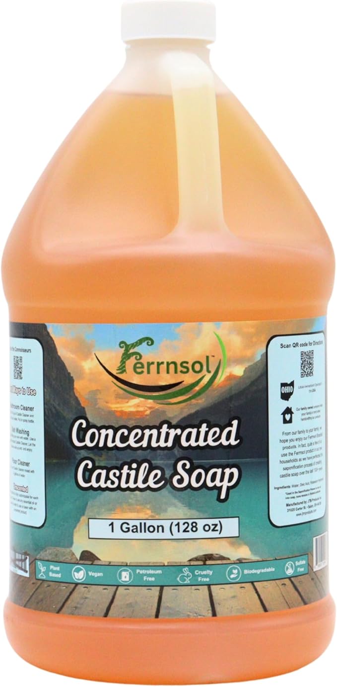1 Gallon Concentrated Castile Gel Soap – Unscented, Fragrance-Free – Ultra Thick Natural Cleaner for Hands, Laundry, and Surfaces – Biodegradable – 128oz Refill