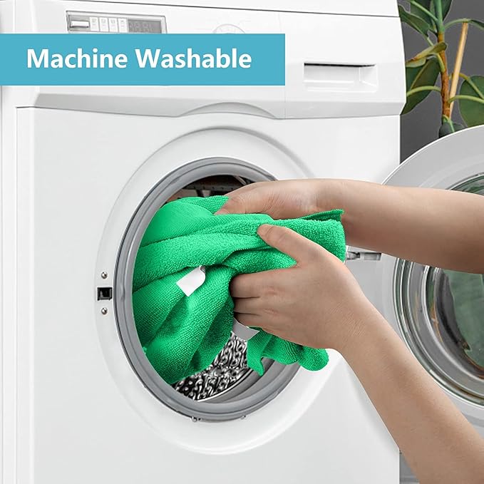 HOMEXCEL Green Microfiber Cleaning Cloth, 8 Pack Cleaning Towels for Kitchen, Lint Free, Scratch-Free, Highly Absorbent, and Reusable Cleaning Rags for House, Window and Glass, Cars, 11.5 X11.5 inch