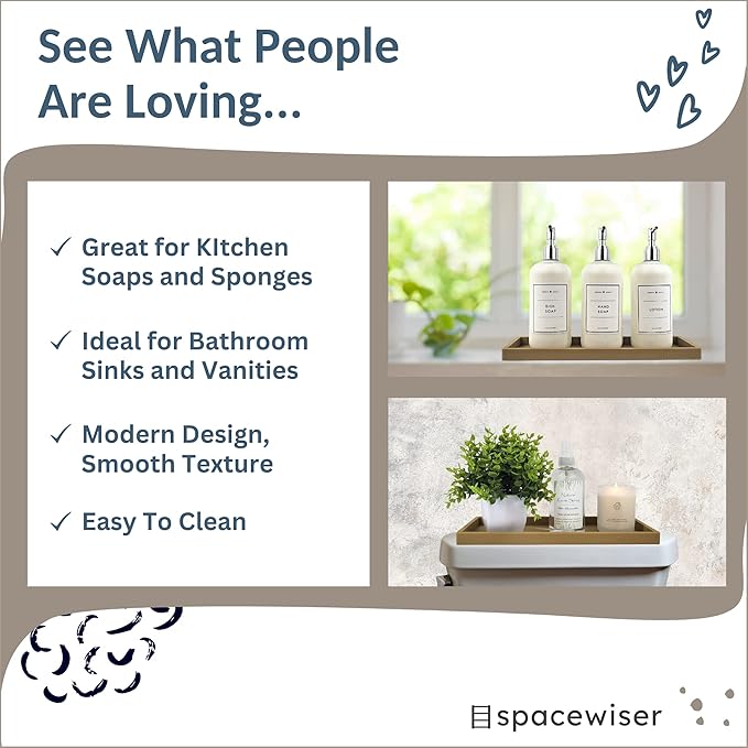 Countertop and Vanity Tray - 11.7" Silicone Bathroom Tray, Flexible Dish Soap Holder for Kitchen, Bathroom Counter Organizer, Shower Toilet Tank Trays Décor Accessories, Sink Makeup Mat Oil