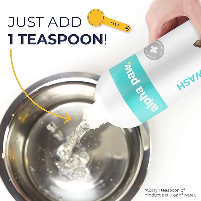 Alpha Paw Magic Mouthwash for Dogs, Natural Water Additive, Canine Breath Freshener, Dog Essentials for Plaque and Tartar Treatment, Made in The USA (8 oz)