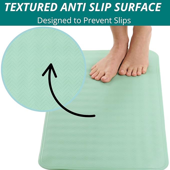 ENKOSI Non Slip Shower Mat – Bath Mat for Tub and Shower Floors – Anti Slip Bathtub Mat with Strong Suction Cup Grip – Soft, Green Bathroom Mat for Inside Bath and Shower Floors (28x16 Aqua Green)