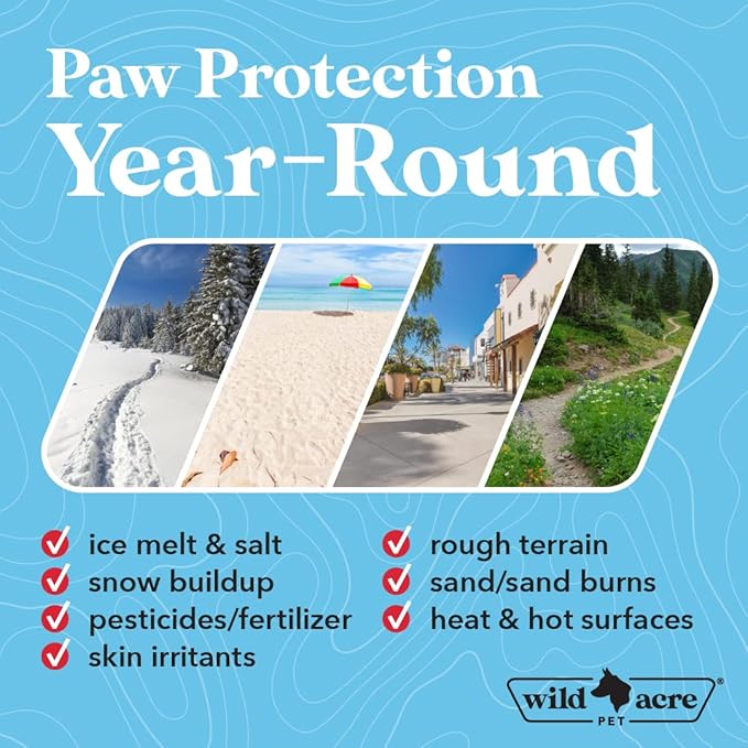 Wild Acre Maximum Strength Paw Balm for Dogs - All Weather Paw Protector for Snow, Sand, Pavement, Lawn Chemicals and More - Soothing Paw Balm with Easy Stick Application, 2.65oz Value Size