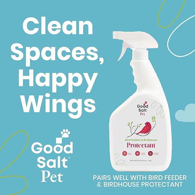 Good Salt Pet Bird Feeder & Birdhouse Cleaner, Natural Bird-Friendly Spray Formula, Made in the USA, 32 Ounce Bottle