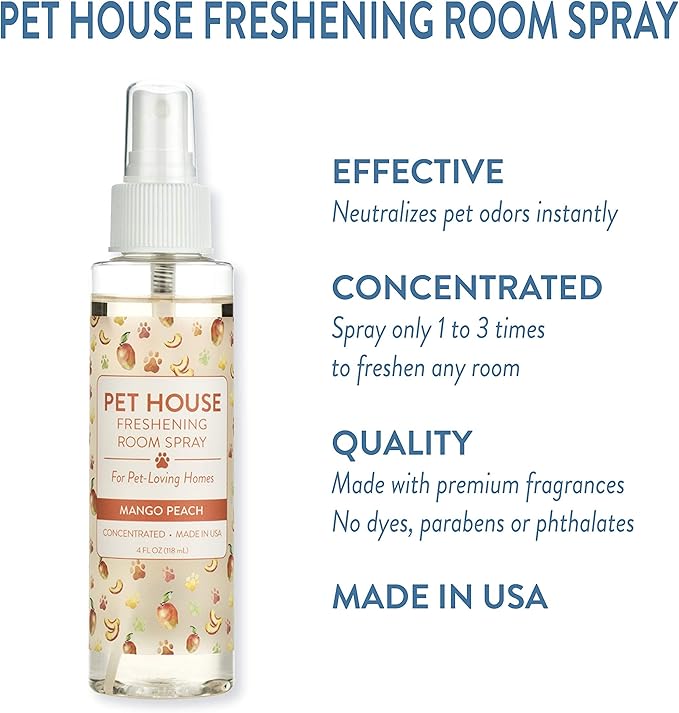 One Fur All Pet Air Freshener 4 OZ Concentrated Room Spray for Pet Odor, Mango Peach, Pack of 1
