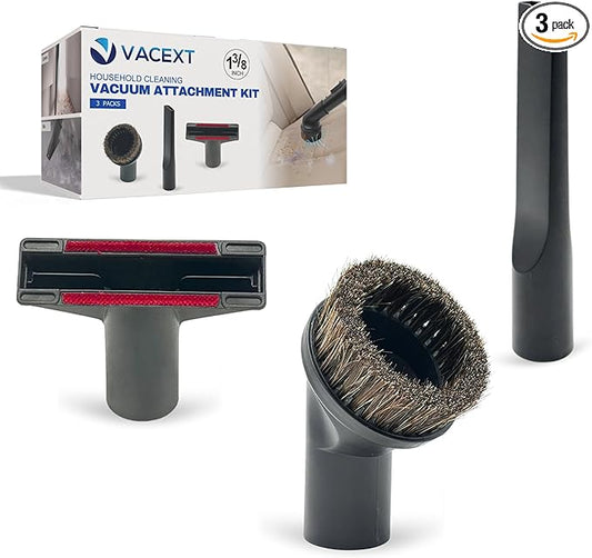 1-3/8'' Vacuum Brush Attachments for Shark, Miele & Most Canister/Handheld Vacuums – Crevice Tool, Upholstery & Horsehair Dusting Brushes - Pet Hair Removal Attachment