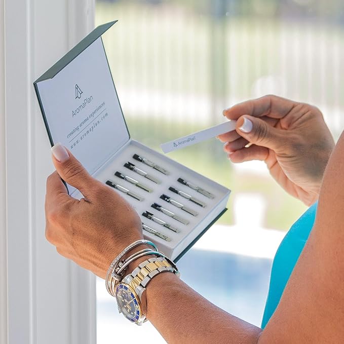 AromaPlan Hotel Scents Lifestyle Air 5 Fl Oz (148ml) & Sample Set with Top 12 Fragrances -Home Luxury Aroma & Hotel Fragrance Diffuser Oil for Aromatherapy, USA Made