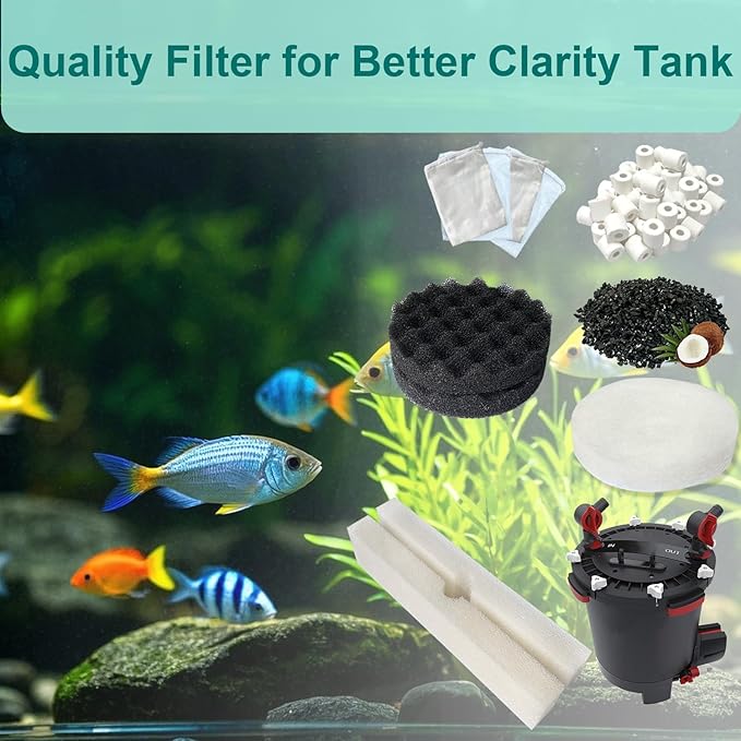 42 PCS Aquarium Media Kits Replacement for Fluval FX4 / FX5 / FX6 Canister Filters, Including Bio-Foam Block, Carbon Sponge Filter, Ceramic Ring, Activated Carbon, Silicone Lubricant, Filter Pad