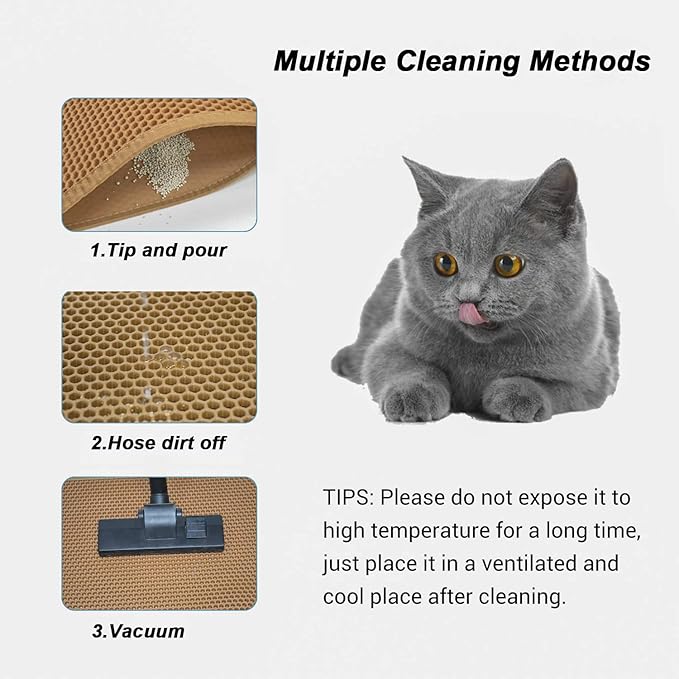 Pieviev Cat Litter Mat Double Layer Waterproof Urine Proof Trapping Mat 1 Pack (30''X24'', Brown)