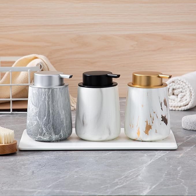 Enra Ceramic Foaming Soap Dispenser,12 oz GrayHand Foam Soap Dispenser for Bathroom Kitchen with Easy-to-Press Pump(Gray Foam Type)