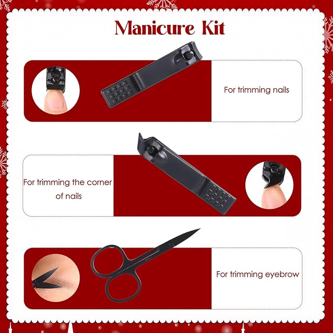 6 Nail Clippers Kits Christmas Gifts Manicure Set Nail Care Tools Fingernail Toenail Clipper Cutters Professional Stainless Steel Grooming Kit with Travel Case for Men Women Xmas Party Favors