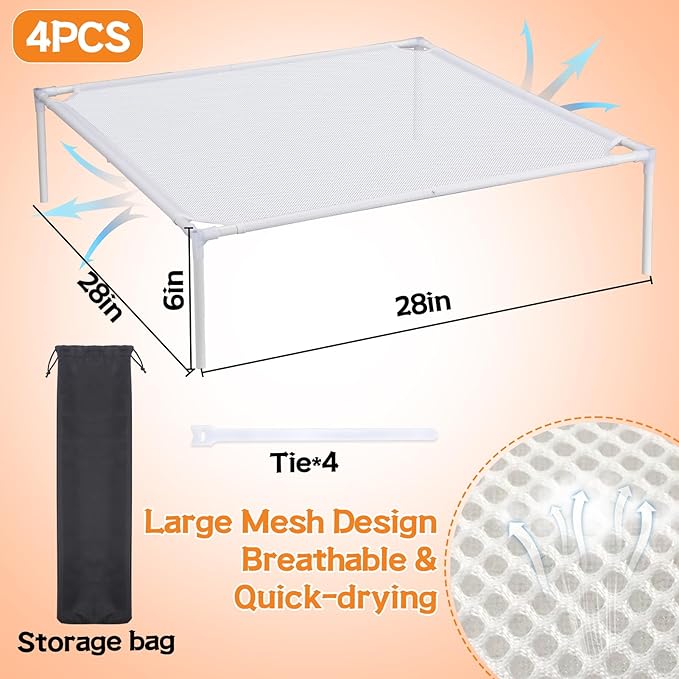 4Pack Stable Mesh Clothes Drying Rack - Excellent Load-Bearing, Stackable Flat Laundry Drying Rack - Folding Sweater, Socks, Toys Drier