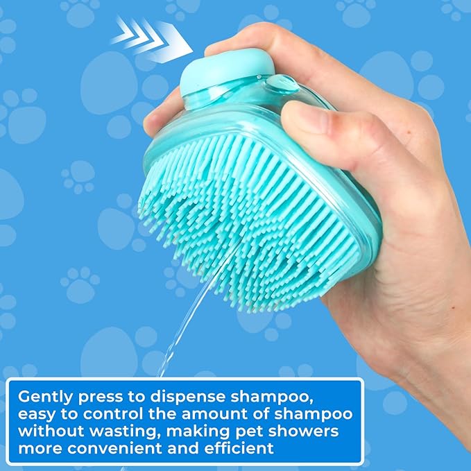 2PCS Dog Washing Gloves and Dog Shampoo Brush, Dog Bath Brush That can add Dog Shampoo, Dog Bath Supplies Dog and Cat Bath Set