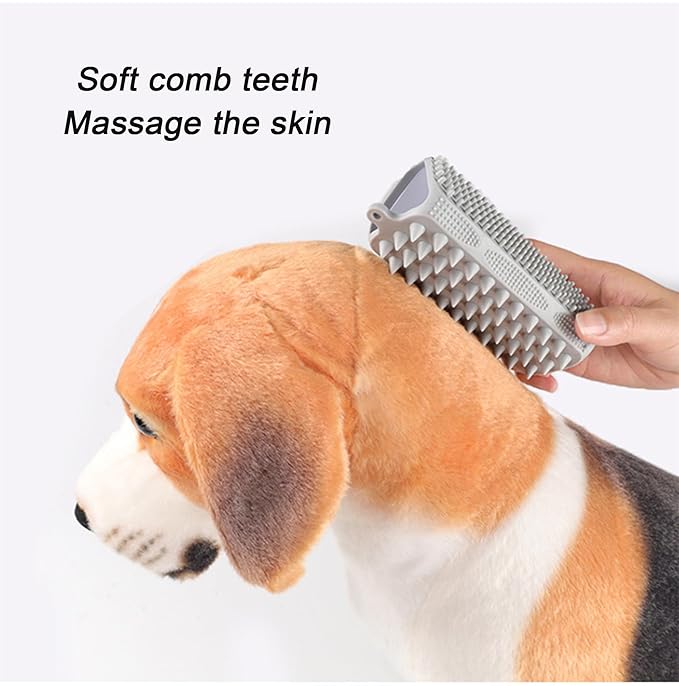 Pet Bath Brush, Suitable for Massage, Grooming, and Hair Removal for Cats and Dogs, Made of Skin Friendly Silicone Material, Deeply Cleanses and is Easy to Wash on Three Sides (black)