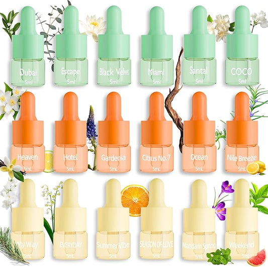 Hotel Fragrance Diffuser Oil | Gift Set | Inspired by Luxury 5-Star Hotels | Aromatherapy Diffuser Oil | Notes of Nile Breeze, My Way, Hotel and More, Total 18 Essential Oils for Home