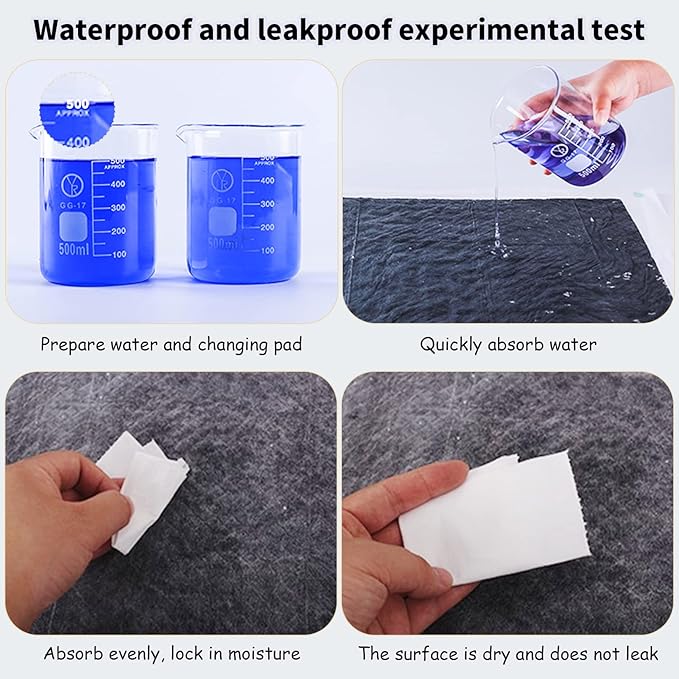 PINVNBY 50PCS Disposable Pet Pee Pads All-Absorb 23" L x 17" W Black Carbon Cage Liners Odor-Control Bunny Training Accessories with Quick-Dry Surface for Rabbits Guinea Pigs Hedgehogs Puppy