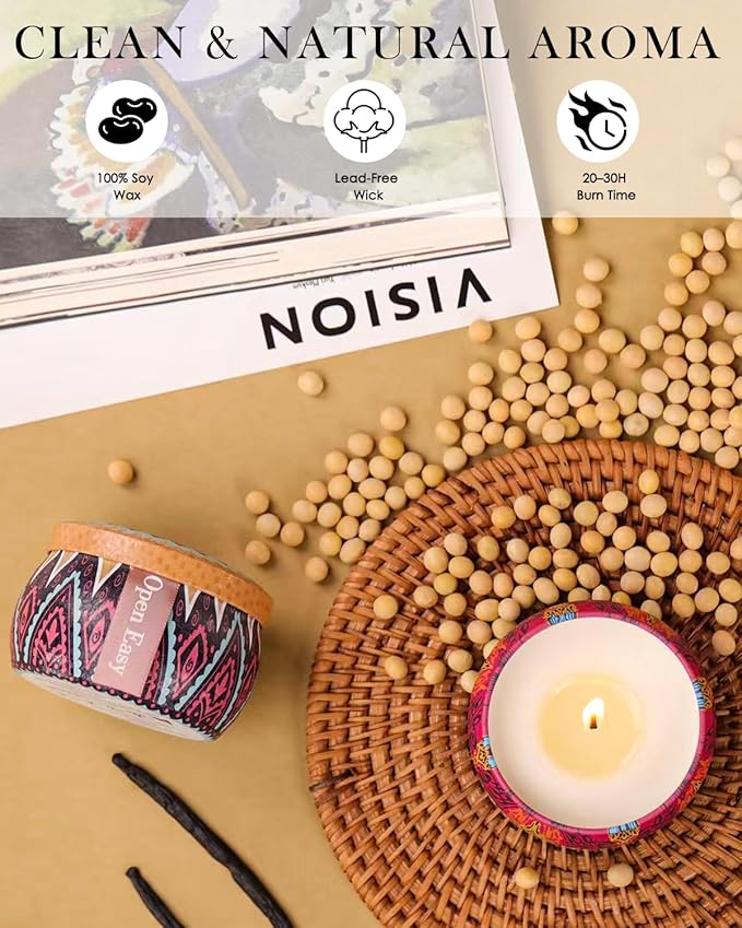 Scented Candles Gifts Set, 4 Pack Aromatherapy Candles for Home Scented, Stress Relief Gifts for Women, 120 H Lasting Burn Natural Soy Wax Candle for Birthday Valentine Mother's Christmas Day