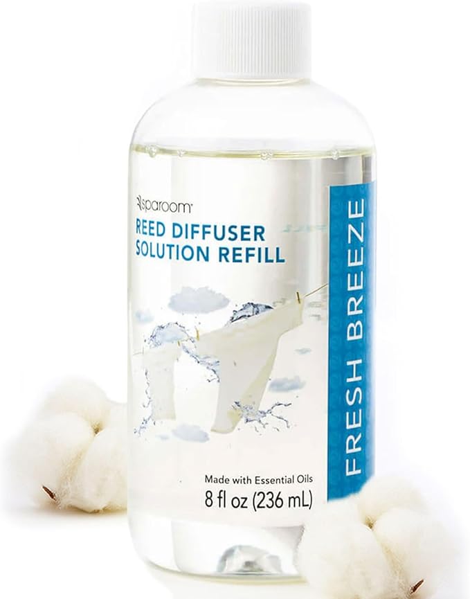 SpaRoom Reed Diffuser Oil Refill – Fresh Breeze Scent, 8oz Air Purifying Aroma for a Light and Open Feel, Ideal for Living Rooms or Hallways, Subtle Everyday Freshness for Whole Home Balance