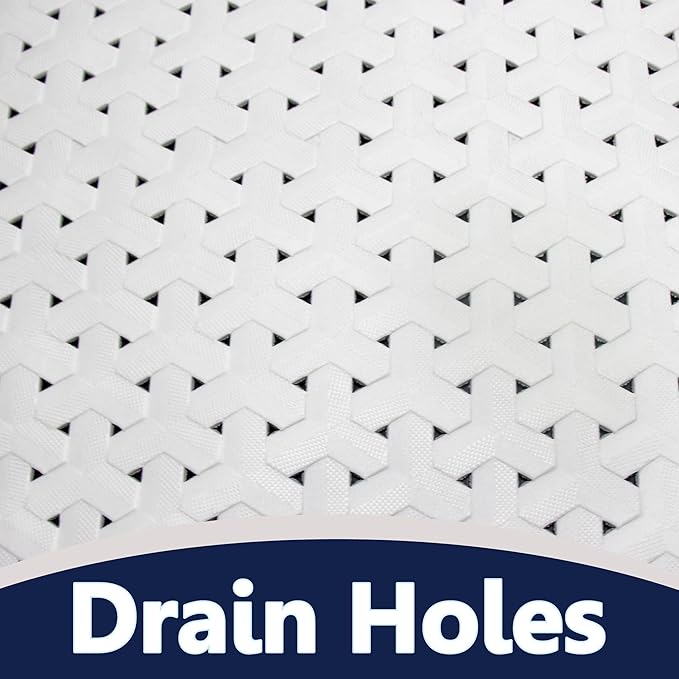 SafeLand- Non-Slip Bath, Shower, Tub Mat, TPR Material, Eco-Friendly, Non-PVC, Machine Washable, No Odor, with Powerful Suction Cups and Drain Holes, Tweed (15"x30" Blue x2)