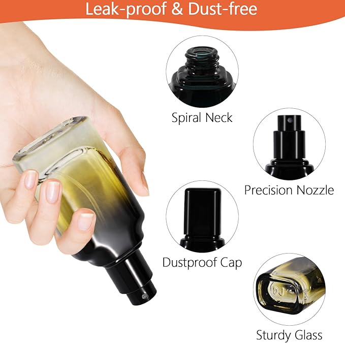 Perfume Bottles Empty Glass Atomizer Sprayer, 6 Pack 20ml Refillable Travel Spray Bottle for Fragranc or Essential Oil, Portable Cologne Atomizers with Dispensing Kit for Handbag, Date