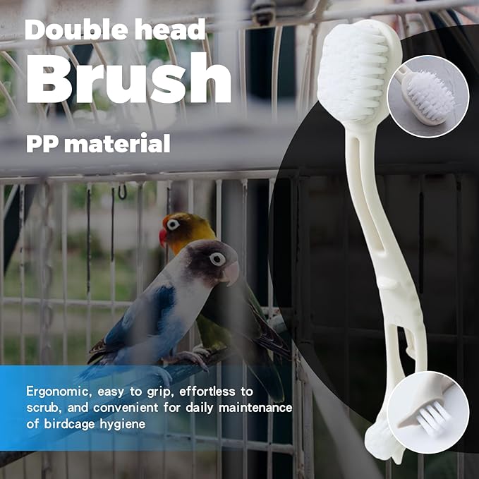 11-Piece Set Bird Cage Cleaner,Small Animal cage Cleaning Tool Plastic and Stainless Steel Cleaning Brush Long Handle Cleaning Brush Spatula Bird Cleaning Bird Drops Multipurpose Cleaning