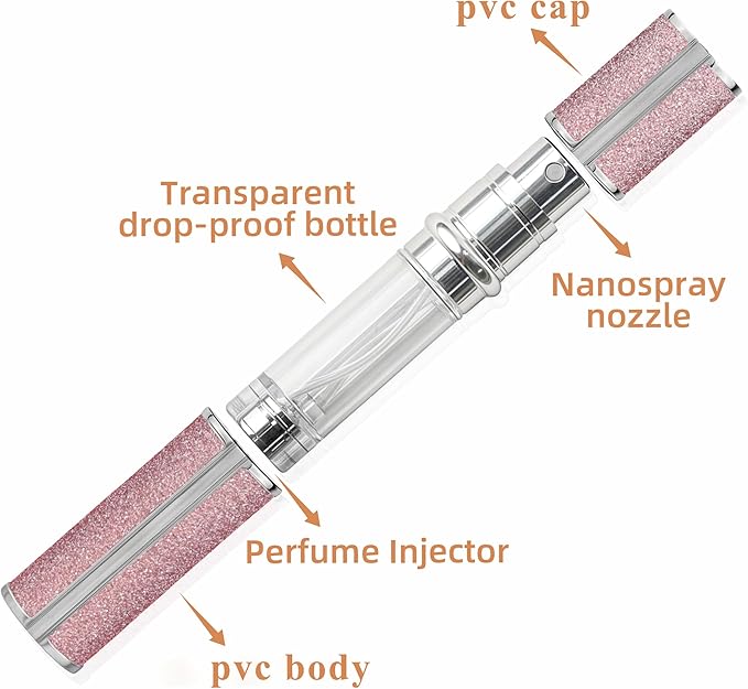 AE00PE Sparkling Travel Perfume Bottle, 5ml Mini Perfume Atomizer Sprayer, Glitter Diamond Pump Fill Perfume Bottle for Traveling, Vacation & Bussiness (Sparkling Purple)