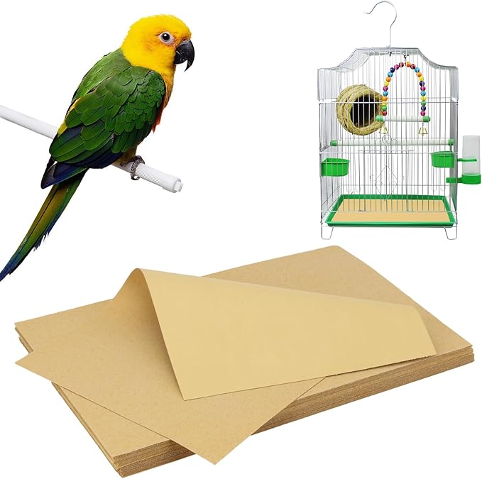 45 Pcs Bird cage Liner Paper, 11 x 17 inch Gravel Liner Paper for Bird Cage, Parrot Cage Sandpapers Cushion Pad Birdcage Liner Bedding Calcium Paper Special for Bird Cage in Sea Sand