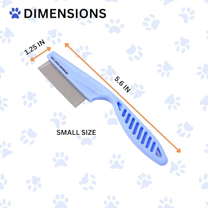 We Love Doodles Flea Comb for Dogs and Metal Dog Grooming Comb | Dog Face Comb | Fine Tooth Tear Stain Remover Metal Comb | Removes Tangles & Matts | Dematting Pet Combs | Detangler For Matted Hair