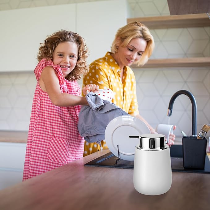 Soap Dispenser Ceramic with Easy-to-Press Pump Hand Lotion Liquid Dispenser for Shampoo Bathroom Kitchen 12 oz