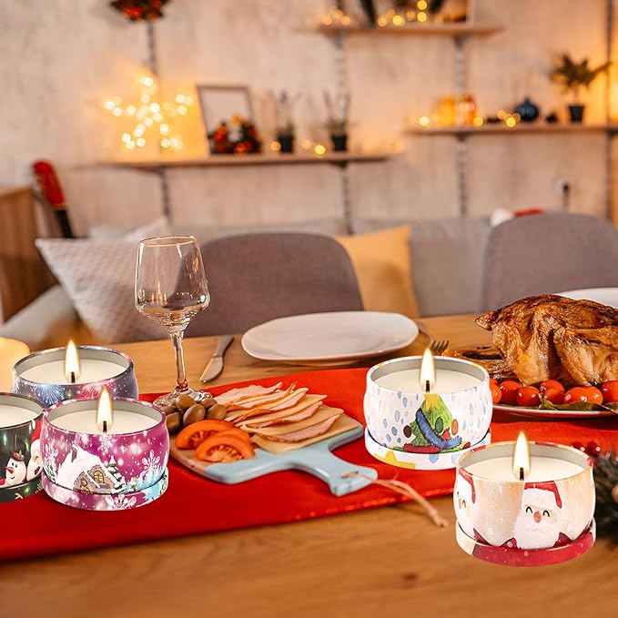 24 Packs Christmas Scented Candles Gift- Aromatherapy Candle-2.5oz Soy Wax-Long Lasting Burn time, Advent,Christmas Thanksgiving Gifts, Home Decor.