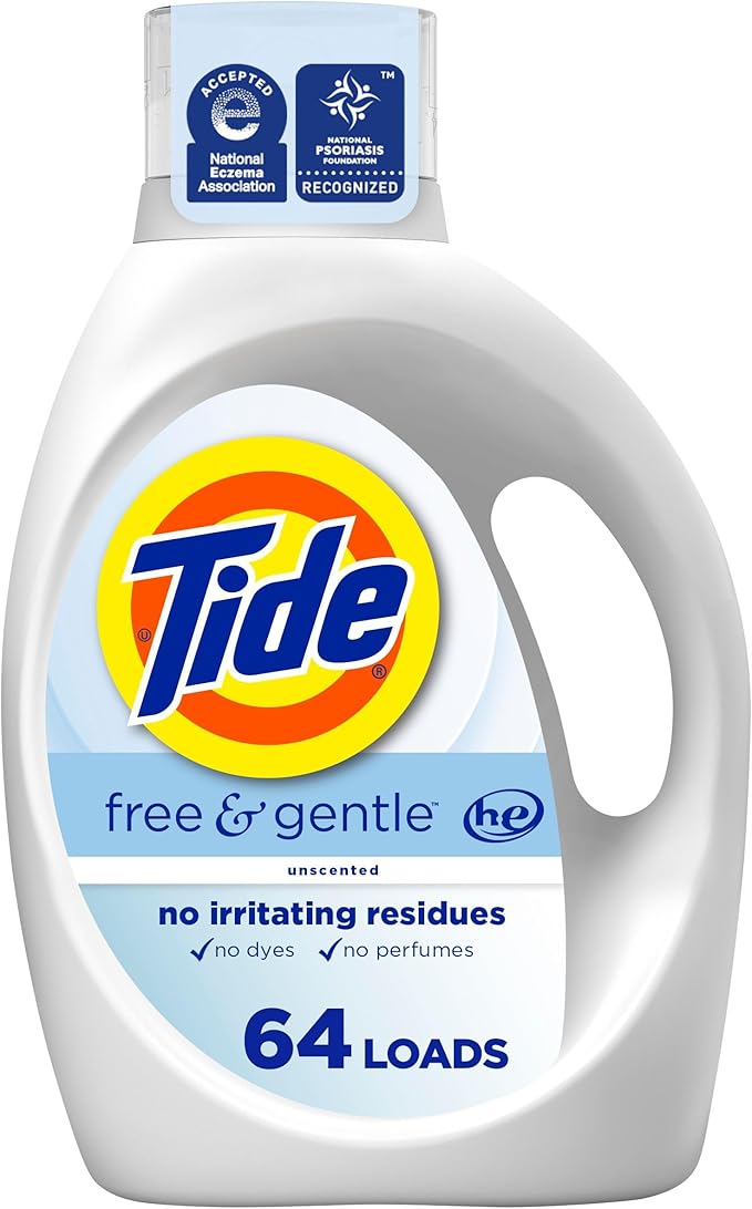 Tide Free & Gentle Liquid Laundry Detergent, 64 Loads, 84 fl oz, Tide Laundry Detergent, Clean Laundry Detergent